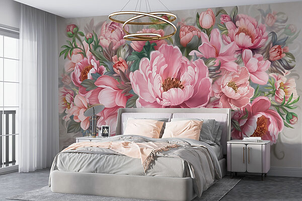 Pintura de flores rosas Fotomurales Pintura de flores rosas