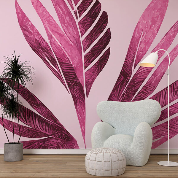 Diseño de follaje rosa vibrante Fotomurales Diseño de follaje rosa vibrante