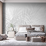 Fotomurales Fondo gris y blanco con hojas