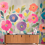 Fotomurales Pintura de flores y hojas