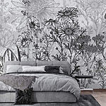 Fotomurales Imagen de flores en blanco y negro
