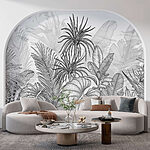 Fotomurales Dibujo de plantas en blanco y negro