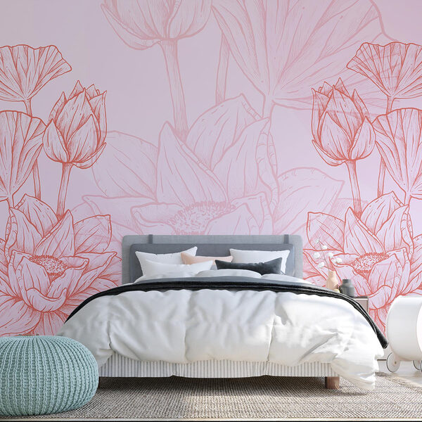 Dibujo de flor rosa y blanca Fotomurales Dibujo de flor rosa y blanca