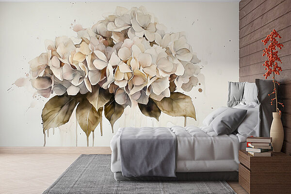 Pintura de un ramo de flores blancas Fotomurales Pintura de un ramo de flores blancas