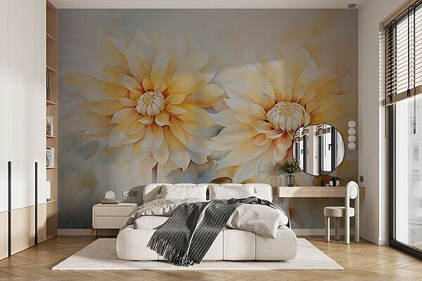 Pintura de flores sobre fondo blanco Fotomurales Pintura de flores sobre fondo blanco