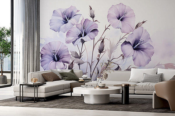 Pintura de flores moradas Fotomurales Pintura de flores moradas