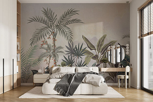 Pintura mural de plantas y pájaros Fotomurales Pintura mural de plantas y pájaros