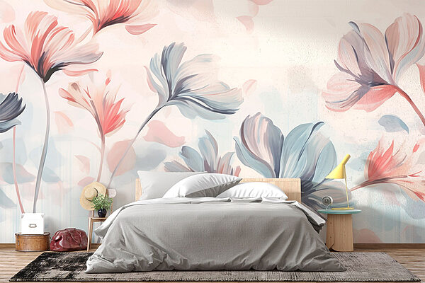 Pintura de flores sobre fondo blanco Fotomurales Pintura de flores sobre fondo blanco