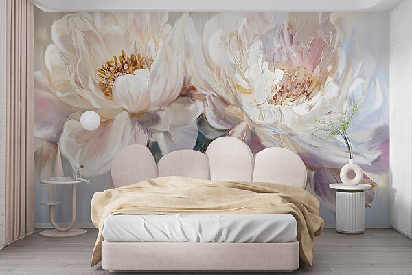 Pintura de flores sobre fondo blanco Fotomurales Pintura de flores sobre fondo blanco