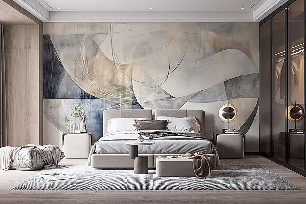 Pintura de un arte blanco y gris Fotomurales Pintura de un arte blanco y gris