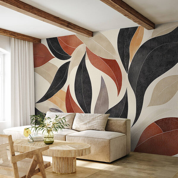 Fotomurales Fotomurales Hojas dinámicas en tonos tierra (SKU: w02452)