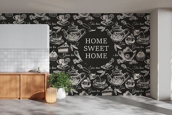Papel pintado con teteras y tazas Fotomurales Papel pintado con teteras y tazas