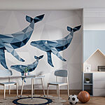 Fotomurales Grupo de ballenas en estilo low poly