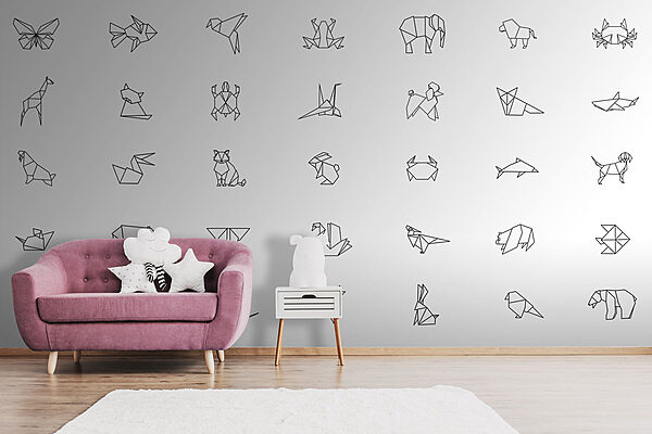 Colección de animales de origami Fotomurales Colección de animales de origami