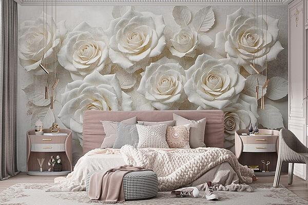 Grupo de rosas blancas Fotomurales Grupo de rosas blancas