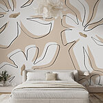 Fotomurales Estampado de flores sobre fondo beige