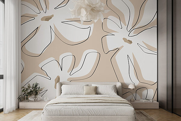 Estampado de flores sobre fondo beige Fotomurales Estampado de flores sobre fondo beige
