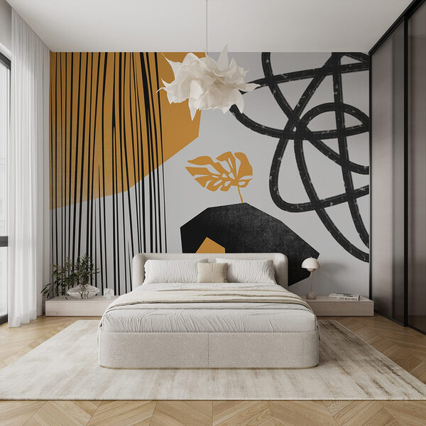 Arte negro y amarillo Fotomurales Arte negro y amarillo