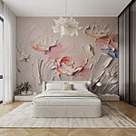 Fotomurales Pintura de flores con pintura blanca y rosa