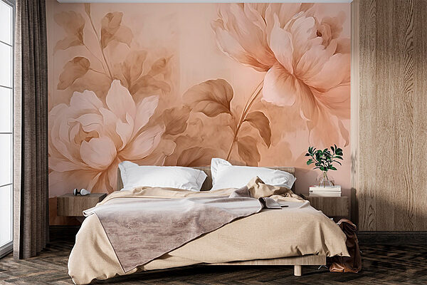 Pintura de flores y hojas Fotomurales Pintura de flores y hojas