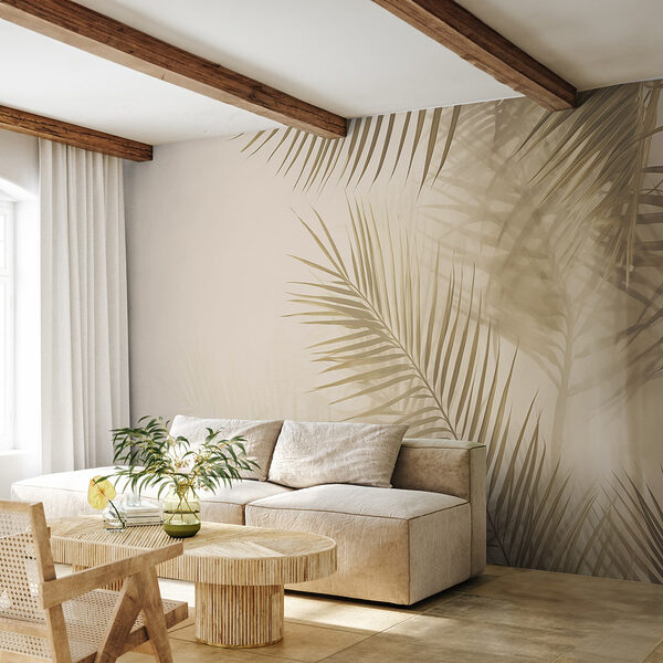 Suaves hojas de palmera sobre un fondo suave Fotomurales Suaves hojas de palmera sobre un fondo suave