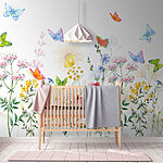 Fotomurales Pintura de flores y mariposas