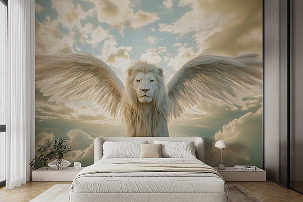 León con alas en el cielo Fotomurales León con alas en el cielo