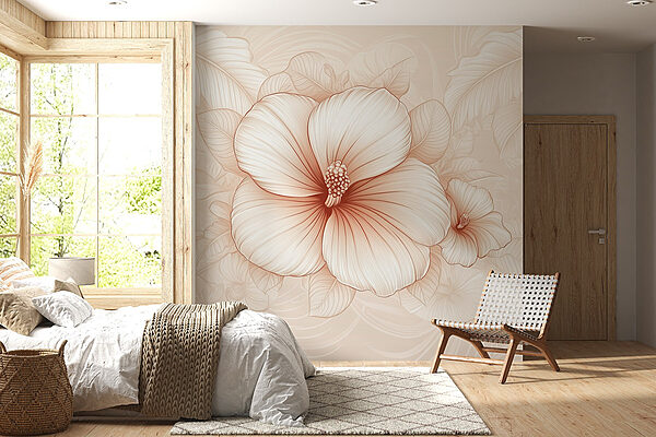 Delicado diseño floral con tonos suaves Fotomurales Delicado diseño floral con tonos suaves