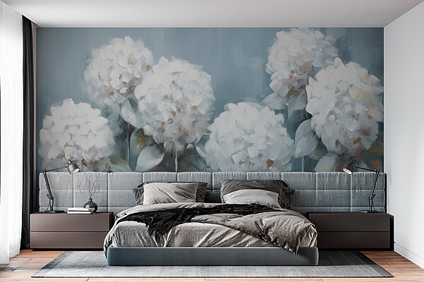 Pintura de flores blancas Fotomurales Pintura de flores blancas