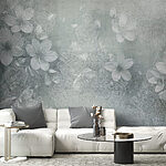 Fotomurales Flores blancas sobre fondo gris