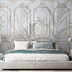 Fotomurales Pared con diseños ornamentales en blanco y marrón