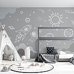Fotomurales Escena espacial con nubes y estrellas