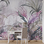 Fotomurales Pintura de flores y hojas