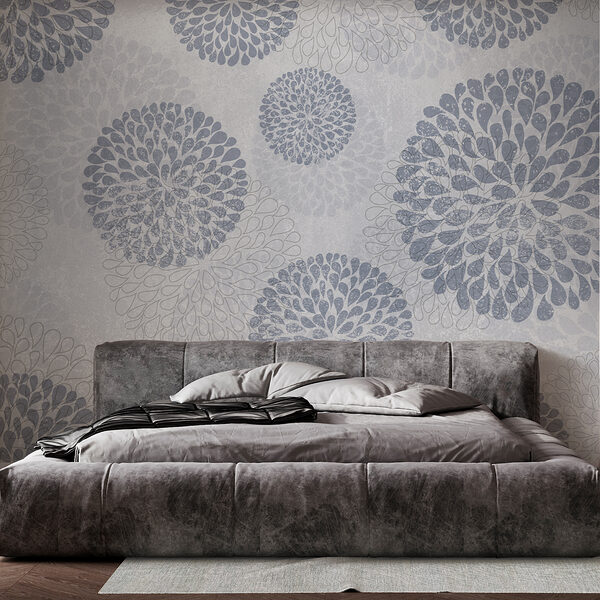 Papel pintado con círculos y flores Fotomurales Papel pintado con círculos y flores
