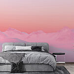 Fotomurales Cielo rosa y azul sobre una cordillera nevada