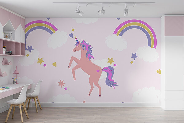 Unicornio con arco iris y estrellas Fotomurales Unicornio con arco iris y estrellas