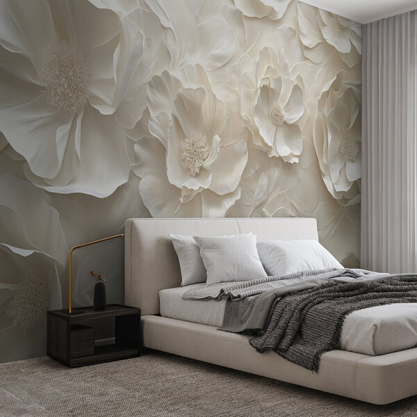 Papel pintado de flores blancas Fotomurales Papel pintado de flores blancas