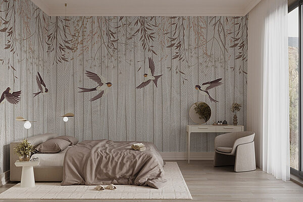 Papel pintado con pájaros volando Fotomurales Papel pintado con pájaros volando