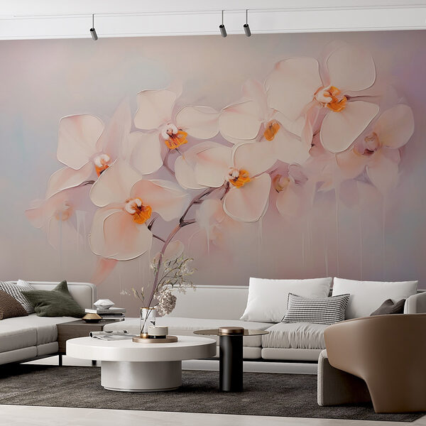Pintura de flores blancas Fotomurales Pintura de flores blancas