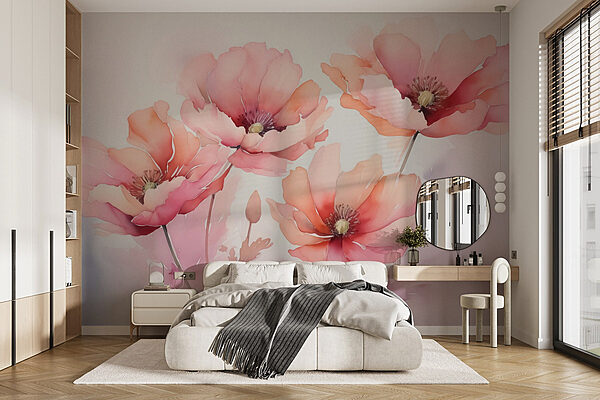 Pintura de flores sobre fondo blanco Fotomurales Pintura de flores sobre fondo blanco