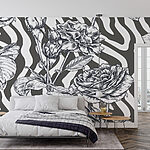 Fotomurales Dibujo de rosas en blanco y negro