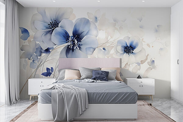 Pintura de flores sobre fondo blanco Fotomurales Pintura de flores sobre fondo blanco