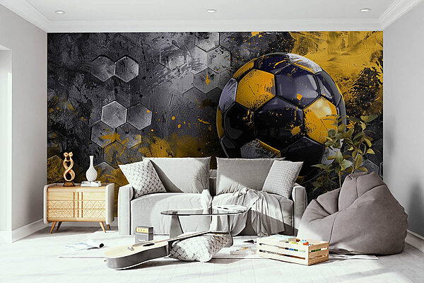 Balón de fútbol en una pared Fotomurales Balón de fútbol en una pared