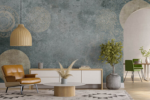 Fondo gris y blanco con un dibujo Fotomurales Fondo gris y blanco con un dibujo