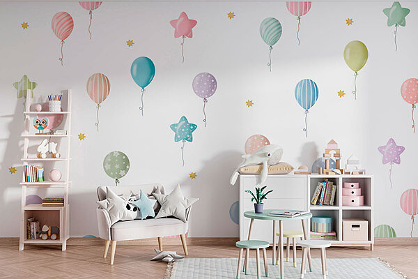 Patrón de globos y estrellas Fotomurales Patrón de globos y estrellas