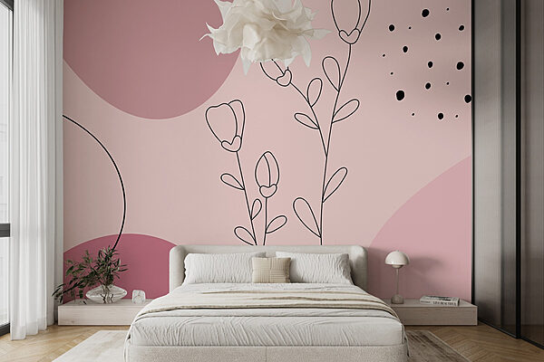 Dibujo de flores y círculos Fotomurales Dibujo de flores y círculos