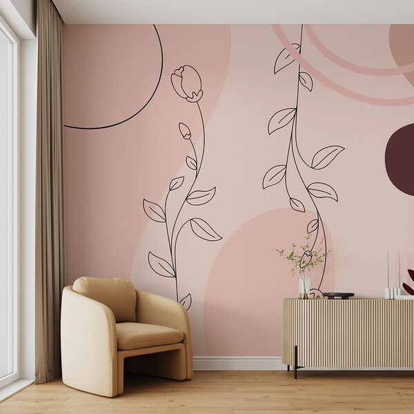 Elegante diseño floral lineal Fotomurales Elegante diseño floral lineal