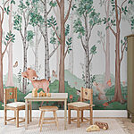 Fotomurales Papel pintado con un bosque de árboles y animales