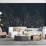 Fotomurales Dibujo lineal de flores