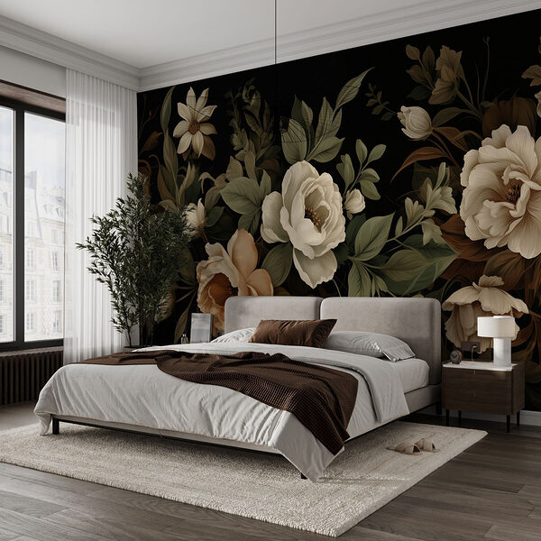 Elegante arreglo floral sobre fondo oscuro Fotomurales Elegante arreglo floral sobre fondo oscuro